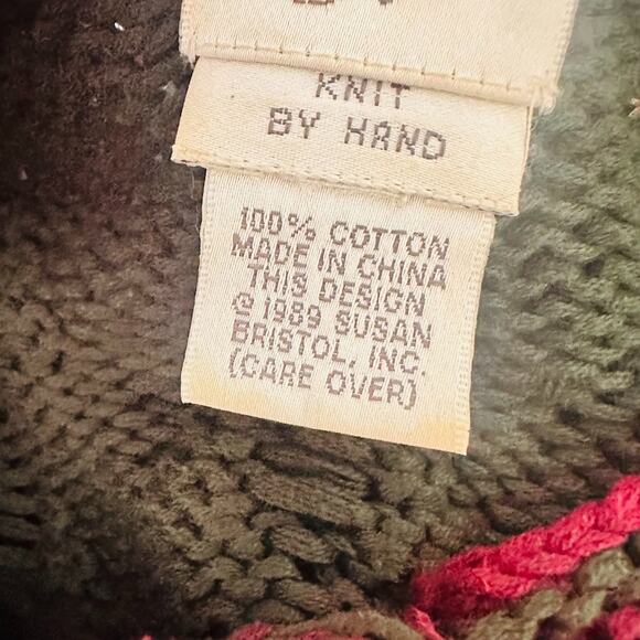 Vintage Fisher Hill Hand Knit Green Button Cardigan Sweater Size Large Cottage - Picture 8 of 10